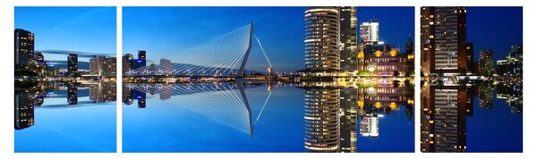Obraz - noční Rotterdam (170x50 cm)