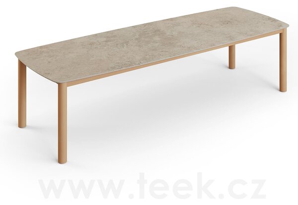 Jati Kebon Jídelní stůl Benoa, Jati Kebon, obdélníkový 300x105 cm, rám teak, deska keramika 12mm dekor Paladium Grey