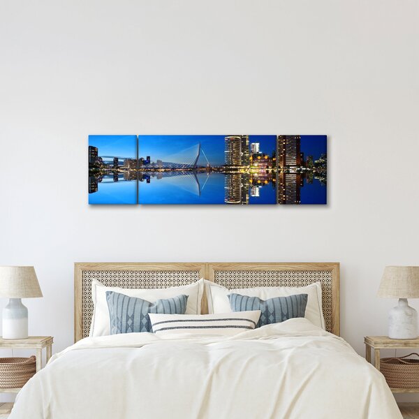 Obraz - noční Rotterdam (170x50 cm)