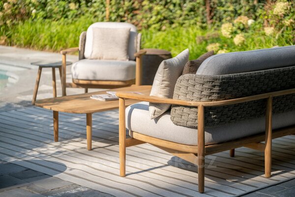 Jati Kebon Pohovka 3-místná Boho, Jati Kebon, 201x86,2x79,4 cm, rám teak, pásový výplet barva grey, bez sedáků