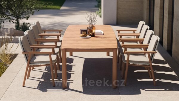Jati Kebon Jídelní stůl Benoa, Jati Kebon, obdélníkový 300x100x75,5 cm, rám i deska teak