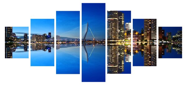 Obraz - noční Rotterdam (210x100 cm)