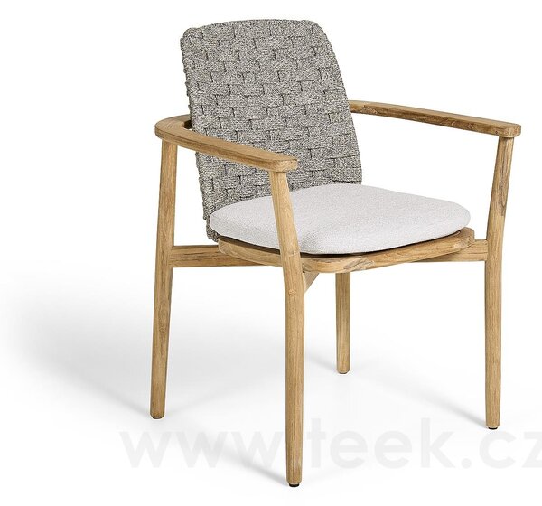 Jati Kebon Jídelní křeslo Boho, Jati Kebon, rám teak, pásový výplet barva grey, bez sedáku