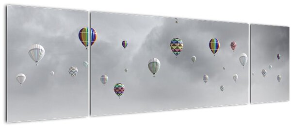 Obraz - Balóny nad cihlovou zdí (170x50 cm)