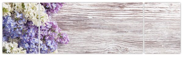 Obraz šeříků na dřevě (170x50 cm)