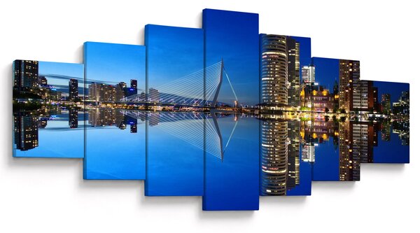 Obraz - noční Rotterdam (210x100 cm)