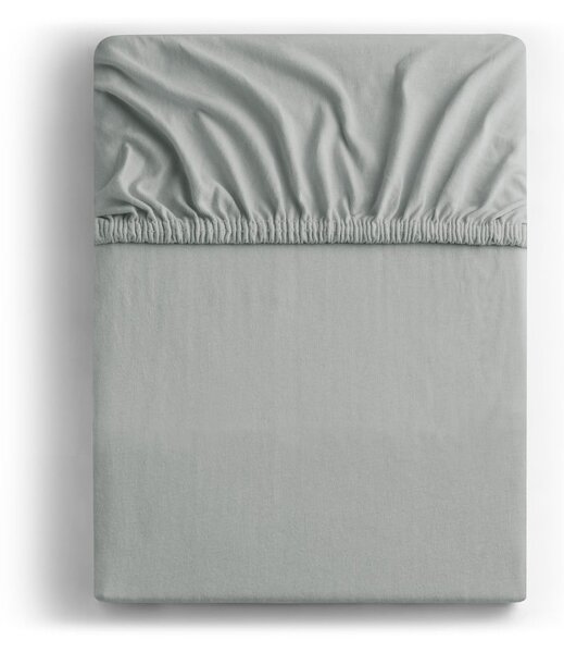 Ocelově šedé elastické džersejové prostěradlo DecoKing Amber Collection, 80/90 x 200 cm