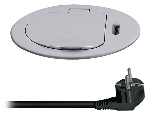 SOLIGHT 1z + USB-C 20W PD vestavná zásuvka, 2m, stříbrná