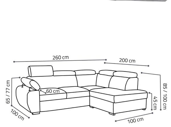 Sedací souprava BASTON | 260x200 cm | rozkládací + úložný prostor | VÝBĚR TKANIN