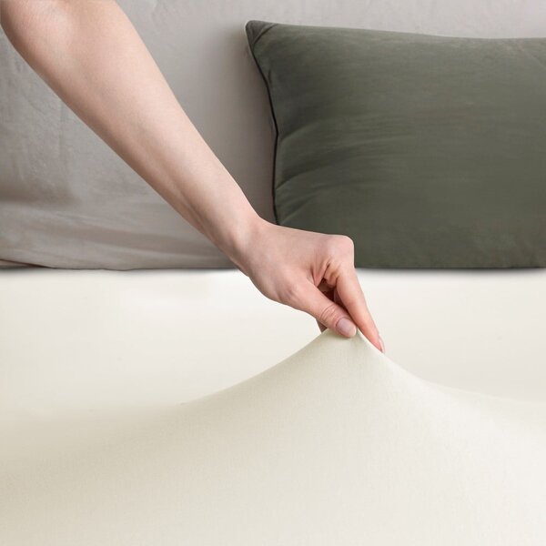 Bílé/krémové napínací prostěradlo jersey 220x200 cm Amber – Restilo