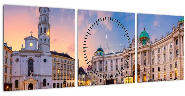 Obraz - Rakousko, Vídeň (s hodinami) (90x30 cm)