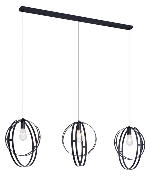 Designové závěsné svítidlo černé obdélníkové 3-světelné - Indu