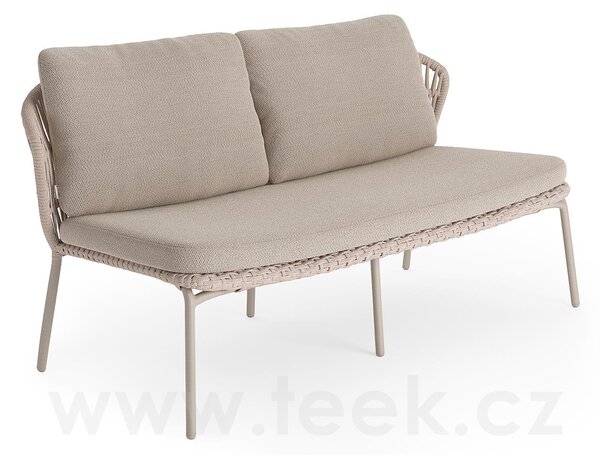 Jati Kebon Pohovka 2-místná Lima, Jati Kebon, 164x81x81 cm, rám hliník barva sand mat, výplet lanko 14 mm barva linen, bez polstrů