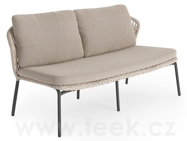 Jati Kebon Pohovka 2-místná Lima, Jati Kebon, 164x81x81 cm, rám hliník barva sand mat, výplet lanko 14 mm barva linen, bez polstrů