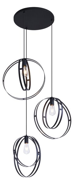 Designové závěsné svítidlo černé kulaté 3-světlo - Indu