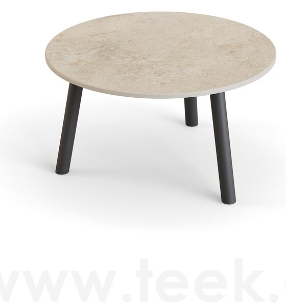 Jati Kebon Konferenční stolek Ronda, Jati Kebon, kulatý 60x34,2 cm, rám hliník barva charcoal mat, deska keramika 12mm dekor Paladium Grey