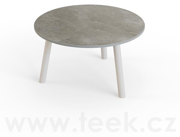 Jati Kebon Konferenční stolek Ronda, Jati Kebon, kulatý 60x34,2 cm, rám hliník barva charcoal mat, deska keramika 12mm dekor Paladium Grey