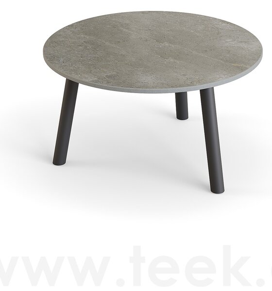 Jati Kebon Konferenční stolek Ronda, Jati Kebon, kulatý 60x34,2 cm, rám hliník barva charcoal mat, deska keramika 12mm dekor Paladium Grey