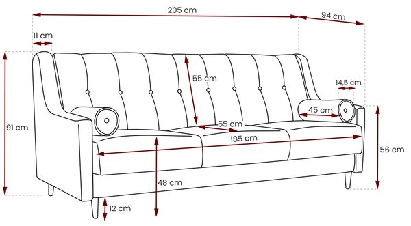 Pohovka PLATON | 205 cm | rozkládací + úložný prostor | VÝBĚR TKANINY a NOŽIČEK