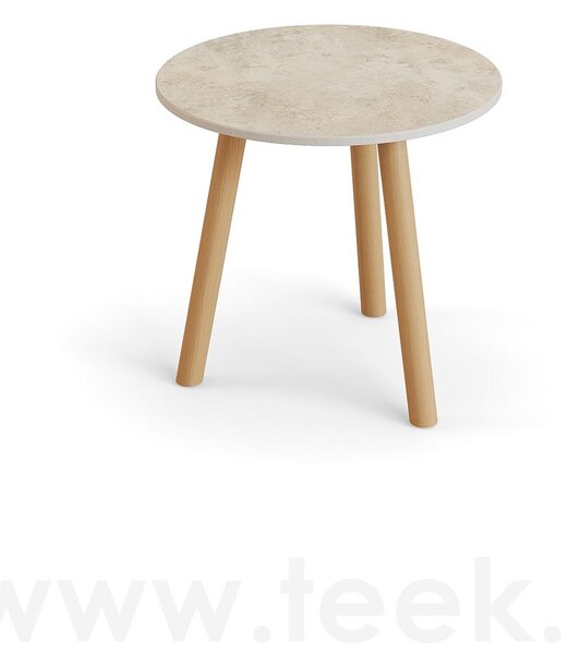 Jati Kebon Odkládací stolek Ronda, Jati Kebon, kulatý 45x44,2 cm, rám teak, deska keramika 12mm dekor Paladium Grey