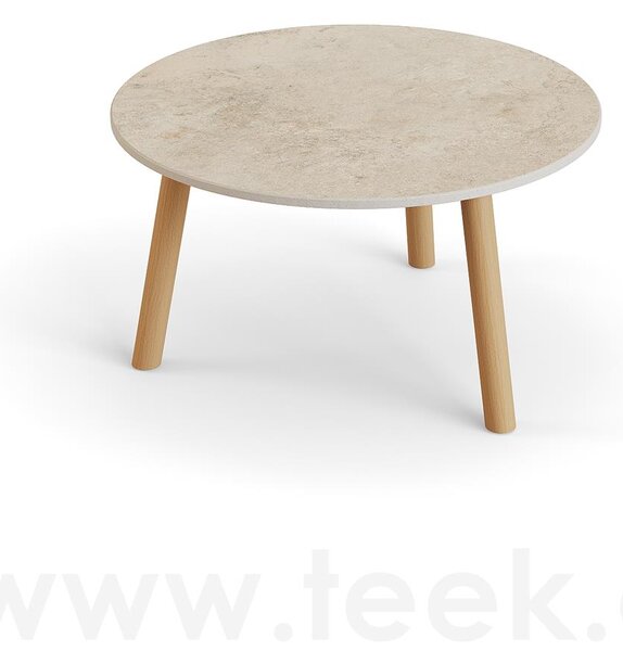 Jati Kebon Konferenční stolek Ronda, Jati Kebon, kulatý 60x34,2 cm, rám teak, deska keramika 12mm dekor Paladium Grey