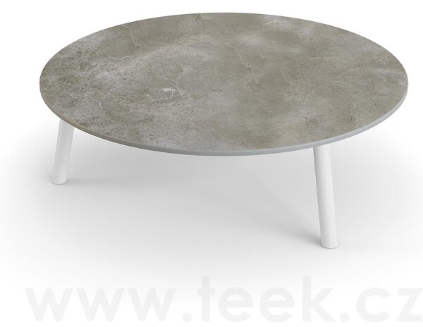 Jati Kebon Konferenční stolek Ronda, Jati Kebon, kulatý 90x29,2 cm, rám hliník barva charcoal mat, deska keramika 12mm dekor Paladium Grey
