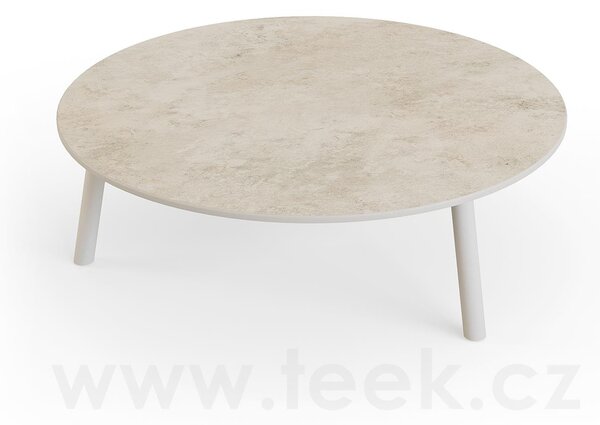 Jati Kebon Konferenční stolek Ronda, Jati Kebon, kulatý 90x29,2 cm, rám hliník barva charcoal mat, deska keramika 12mm dekor Paladium Grey