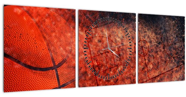Obraz - Basketbalový míč (s hodinami) (90x30 cm)