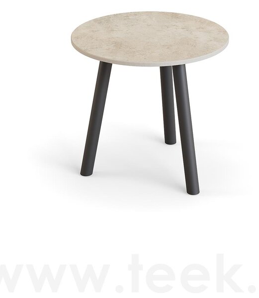 Jati Kebon Odkládací stolek Ronda, Jati Kebon, kulatý 45x44,2 cm, rám hliník barva charcoal mat, deska keramika 12mm dekor Paladium Grey