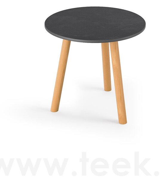 Jati Kebon Odkládací stolek Ronda, Jati Kebon, kulatý 45x44,2 cm, rám teak, deska keramika 12mm dekor Paladium Grey