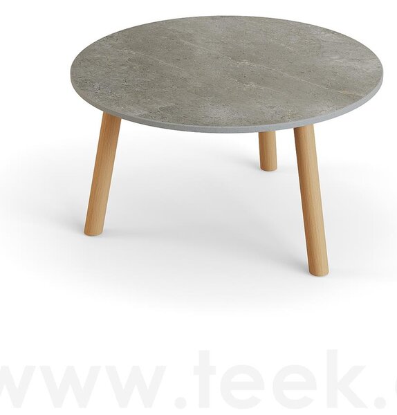 Jati Kebon Konferenční stolek Ronda, Jati Kebon, kulatý 60x34,2 cm, rám teak, deska keramika 12mm dekor Paladium Grey