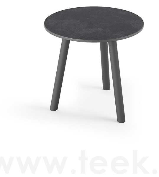 Jati Kebon Odkládací stolek Ronda, Jati Kebon, kulatý 45x44,2 cm, rám hliník barva charcoal mat, deska keramika 12mm dekor Paladium Grey