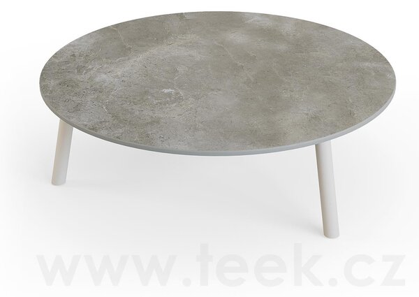 Jati Kebon Konferenční stolek Ronda, Jati Kebon, kulatý 90x29,2 cm, rám hliník barva charcoal mat, deska keramika 12mm dekor Paladium Grey