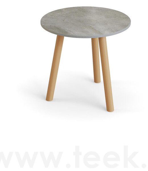 Jati Kebon Odkládací stolek Ronda, Jati Kebon, kulatý 45x44,2 cm, rám teak, deska keramika 12mm dekor Paladium Grey