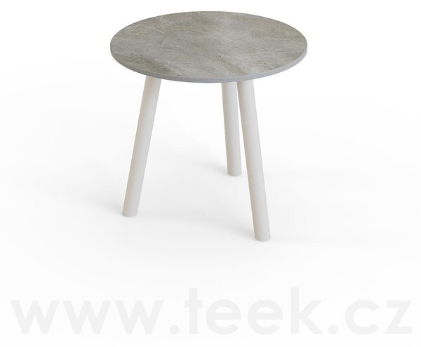 Jati Kebon Odkládací stolek Ronda, Jati Kebon, kulatý 45x44,2 cm, rám hliník barva charcoal mat, deska keramika 12mm dekor Paladium Grey