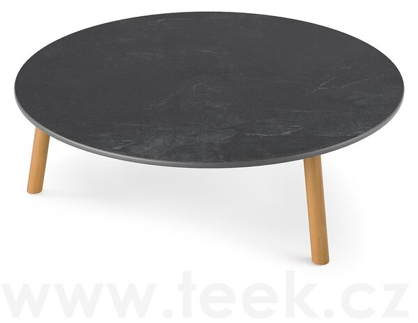 Jati Kebon Konferenční stolek Ronda, Jati Kebon, kulatý 90x29,2 cm, rám teak, deska keramika 12mm dekor Paladium Grey