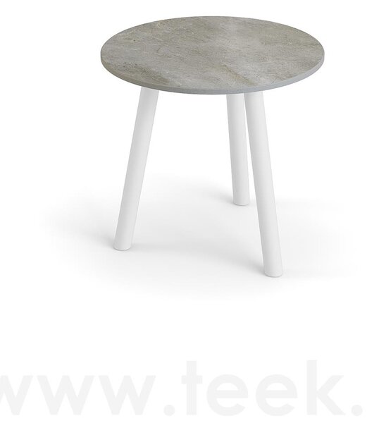 Jati Kebon Odkládací stolek Ronda, Jati Kebon, kulatý 45x44,2 cm, rám hliník barva charcoal mat, deska keramika 12mm dekor Paladium Grey