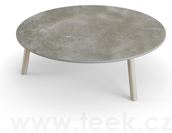 Jati Kebon Konferenční stolek Ronda, Jati Kebon, kulatý 90x29,2 cm, rám hliník barva charcoal mat, deska keramika 12mm dekor Paladium Grey
