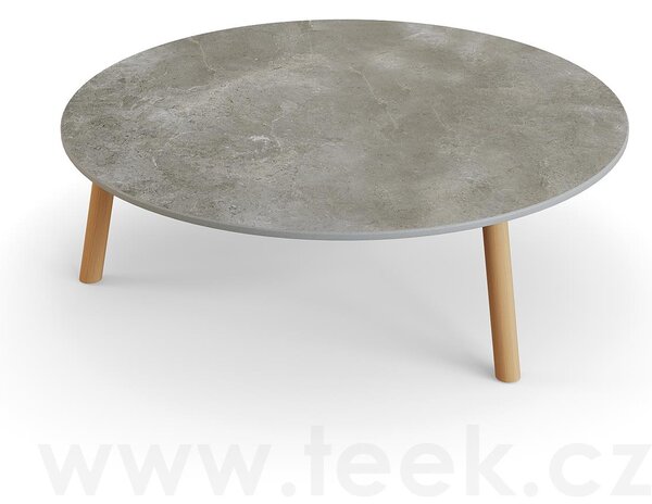 Jati Kebon Konferenční stolek Ronda, Jati Kebon, kulatý 90x29,2 cm, rám teak, deska keramika 12mm dekor Paladium Grey