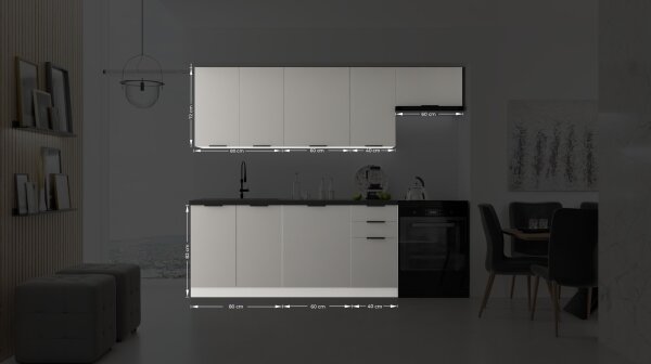 Kuchyňská linka PEARL 240 cm šedá