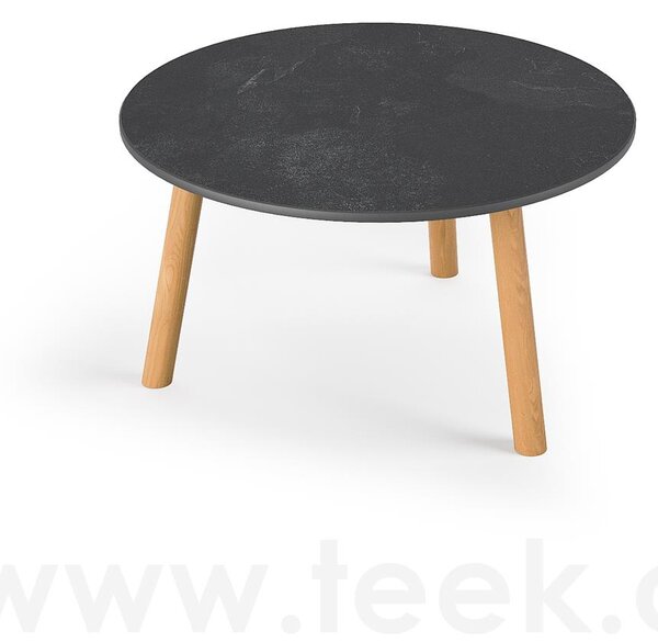 Jati Kebon Konferenční stolek Ronda, Jati Kebon, kulatý 60x34,2 cm, rám teak, deska keramika 12mm dekor Paladium Grey