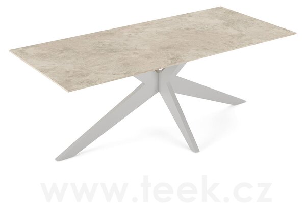 Jati Kebon Jídelní stůl Yate, Jati Kebon, obdélníkový 220x100x73,2 cm, rám hliník barva sand mat, deska keramika 12mm dekor Paladium Grey