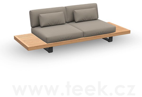 Jati Kebon 2-místná pohovka se stolky na obou stranách Truro, Jati Kebon, 260x90x60 cm, rám teak/hliník barva charcoal mat, bez polstrů