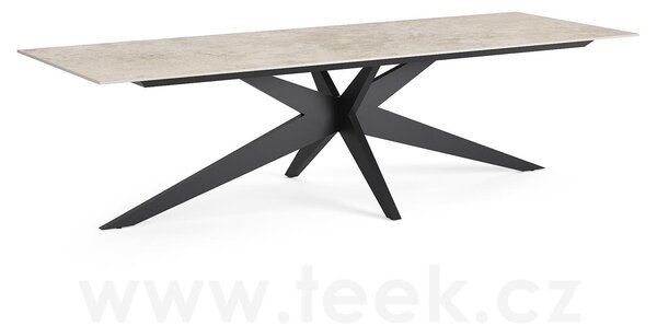 Jati Kebon Jídelní stůl Yate, Jati Kebon, obdélníkový 280x100x73,2 cm, rám hliník barva charcoal mat, deska keramika 12mm dekor Paladium Grey