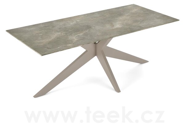 Jati Kebon Jídelní stůl Yate, Jati Kebon, obdélníkový 220x100x73,2 cm, rám hliník barva sand mat, deska keramika 12mm dekor Paladium Grey
