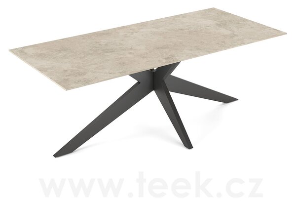 Jati Kebon Jídelní stůl Yate, Jati Kebon, obdélníkový 220x100x73,2 cm, rám hliník barva sand mat, deska keramika 12mm dekor Paladium Grey