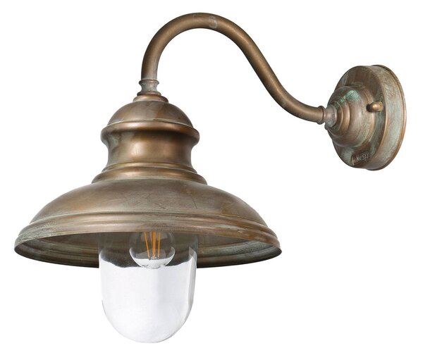 Moretti Luce Venkovní nástěnné svítidlo Little Mill 3351, starožitná mosaz, čiré sklo, stmívatelný, Bronz / starožitná mosaz, Mosaz, Starožitný