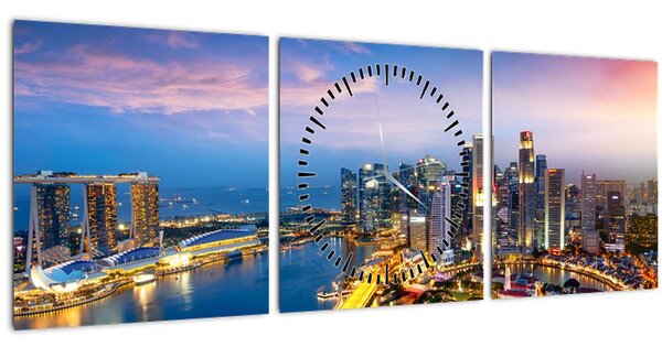 Obraz - Singapur, Asie (s hodinami) (90x30 cm)