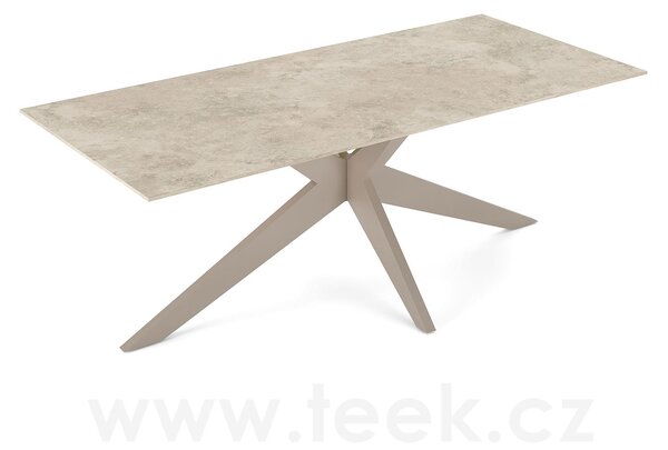 Jati Kebon Jídelní stůl Yate, Jati Kebon, obdélníkový 220x100x73,2 cm, rám hliník barva sand mat, deska keramika 12mm dekor Paladium Grey