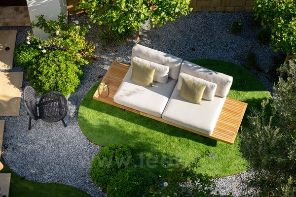 Jati Kebon 2-místná pohovka se stolky na obou stranách Truro, Jati Kebon, 260x90x60 cm, rám teak/hliník barva charcoal mat, bez polstrů